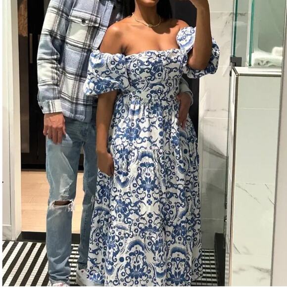 NEW Borgo de Nor Julia Cotton Dress Venezia blue size US 8 / UK 12 - Picture 6 of 16